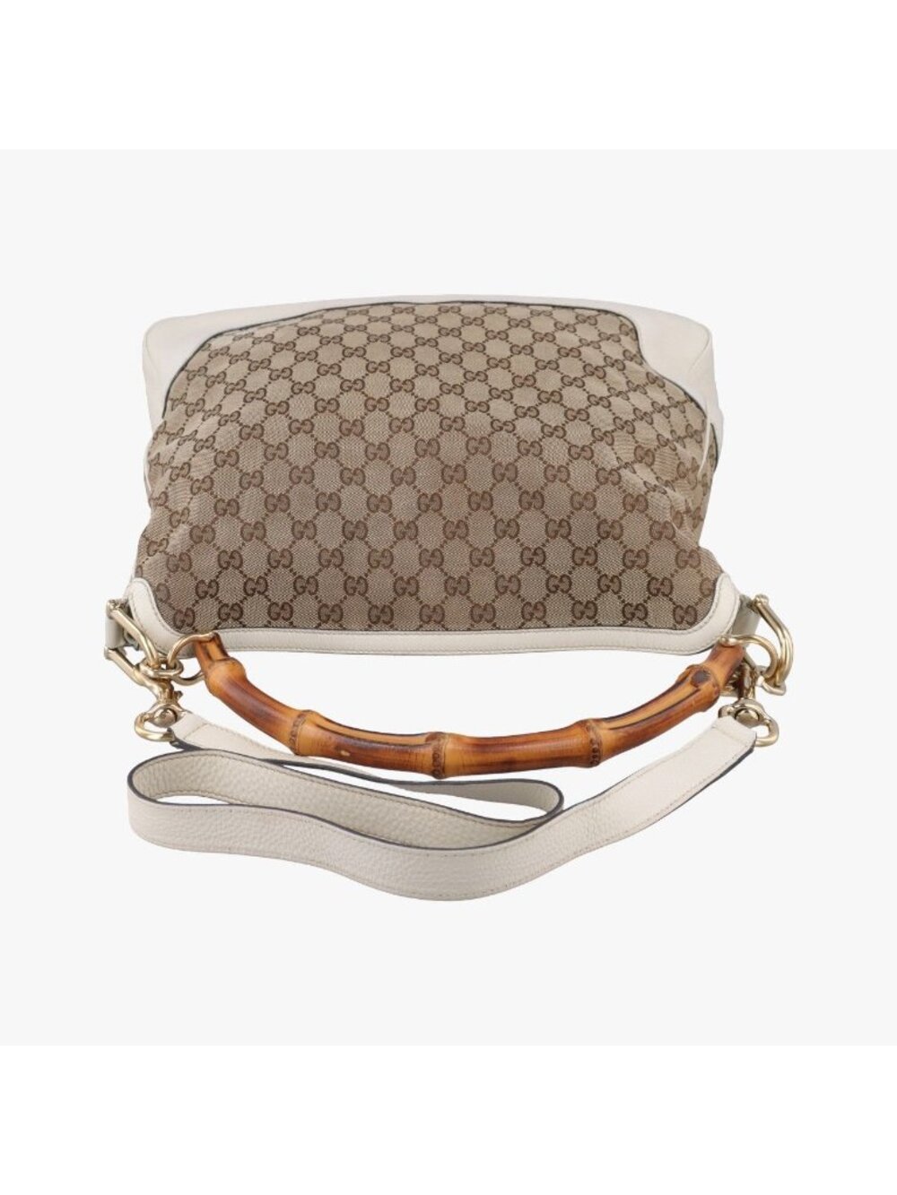 Gucci Bamboo Beige White Canvas Leather - Picture 8 of 16